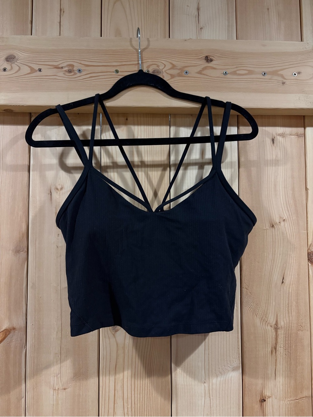 lululemon athletica Black Strappy Ribbed Crop Tank